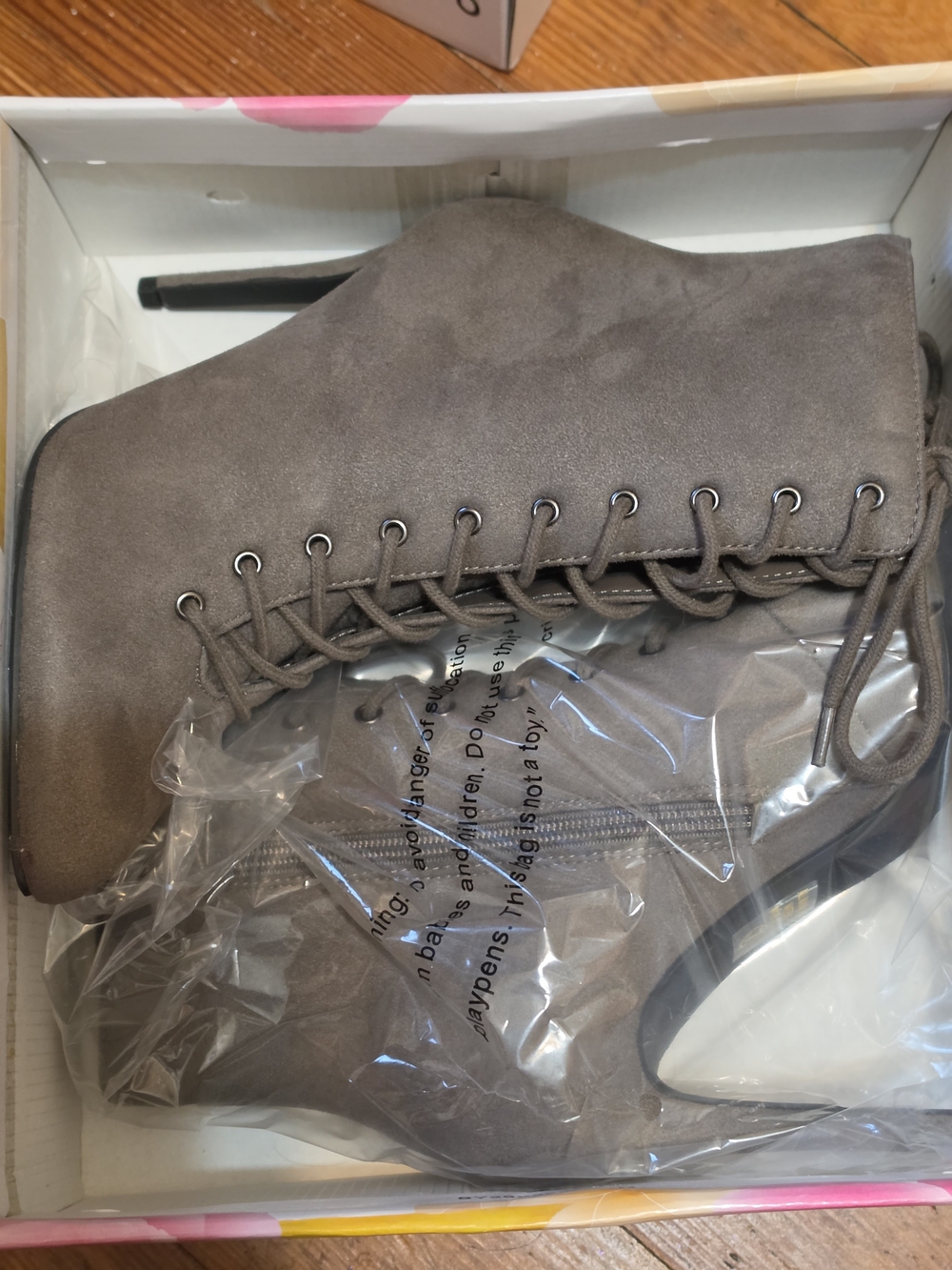 Lace-Up Gray Suede Women's Ankle Boot